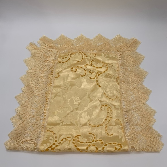 Set Of 4 Antique Italian Style Champagne Gold Motif Lace Furniture Runner Doily - Picture 9 of 11